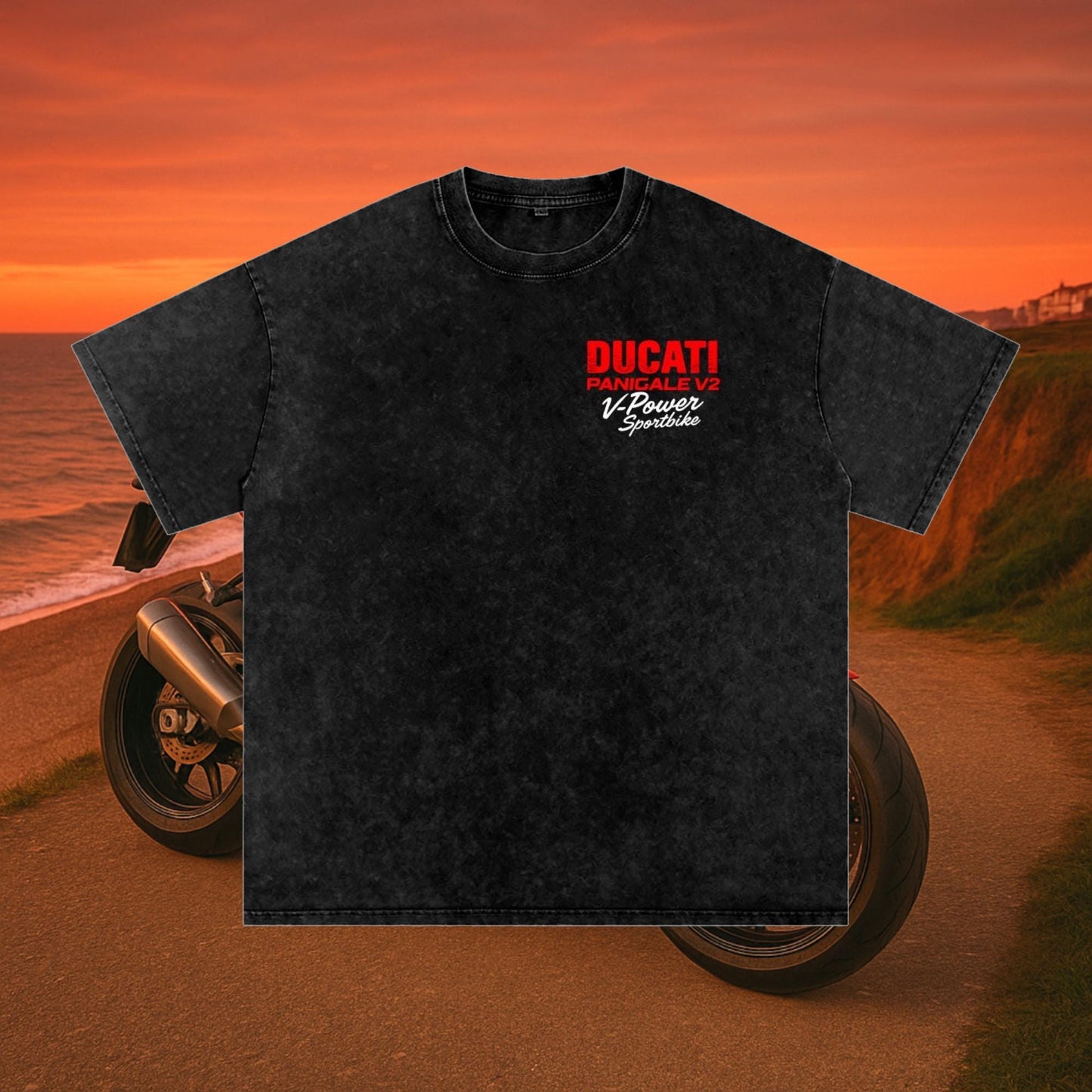 Ducati Panigale V2 T-Shirt β PREMIUM Biker Streetwear | 100% Cotton | Acid Washed