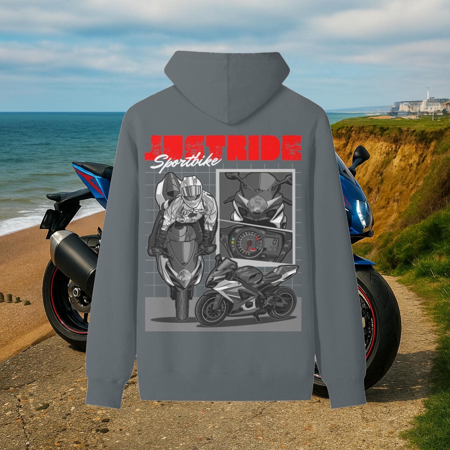 Suzuki GSX 1000 JUSTRIDE Motorcycle Hoodie Motorcycle Fan Biker Pullover Car Guy Gift Suzuki Hoodie Streetwear Motorbike Motorcycle Clothing