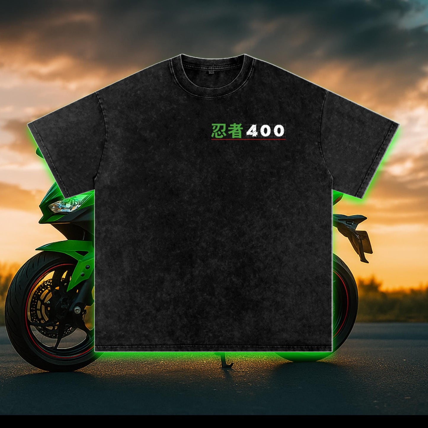 Kawasaki Ninja 400 T-Shirt β PREMIUM Biker Streetwear | 100% Cotton | Acid Washed