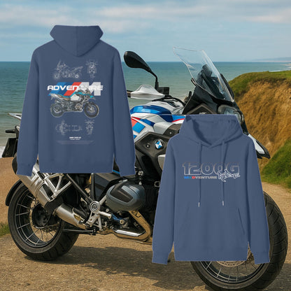 BMW R1200GS Hoodie – Front & Back Print | Adventure Motorcycle Gift for Him | BMW Motorcycle Clothing for Dad | Motorsport Shirt