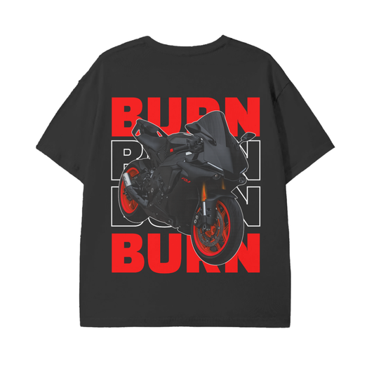 Yamaha R1 Burn T-Shirt – Basic Biker Streetwear | 100% Cotton | Regular Fit