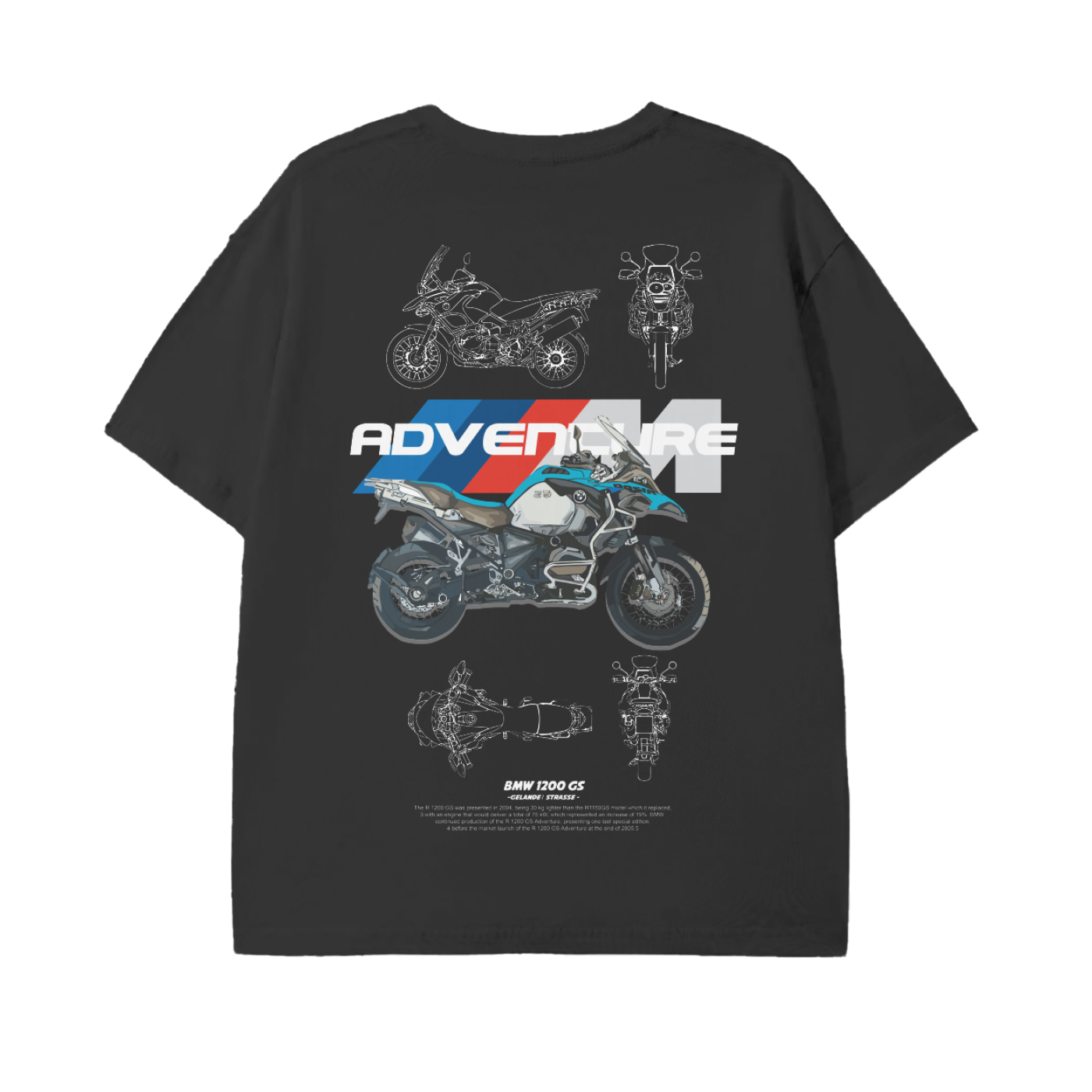 BMW R1200GS MADventure T-Shirt – Basic Biker Streetwear | 100% Cotton | Regular Fit