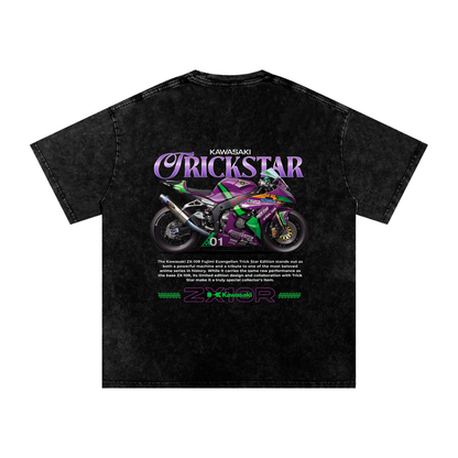 Kawasaki ZX-10R T-Shirt – PREMIUM Biker Streetwear | 100% Cotton | Acid Washed