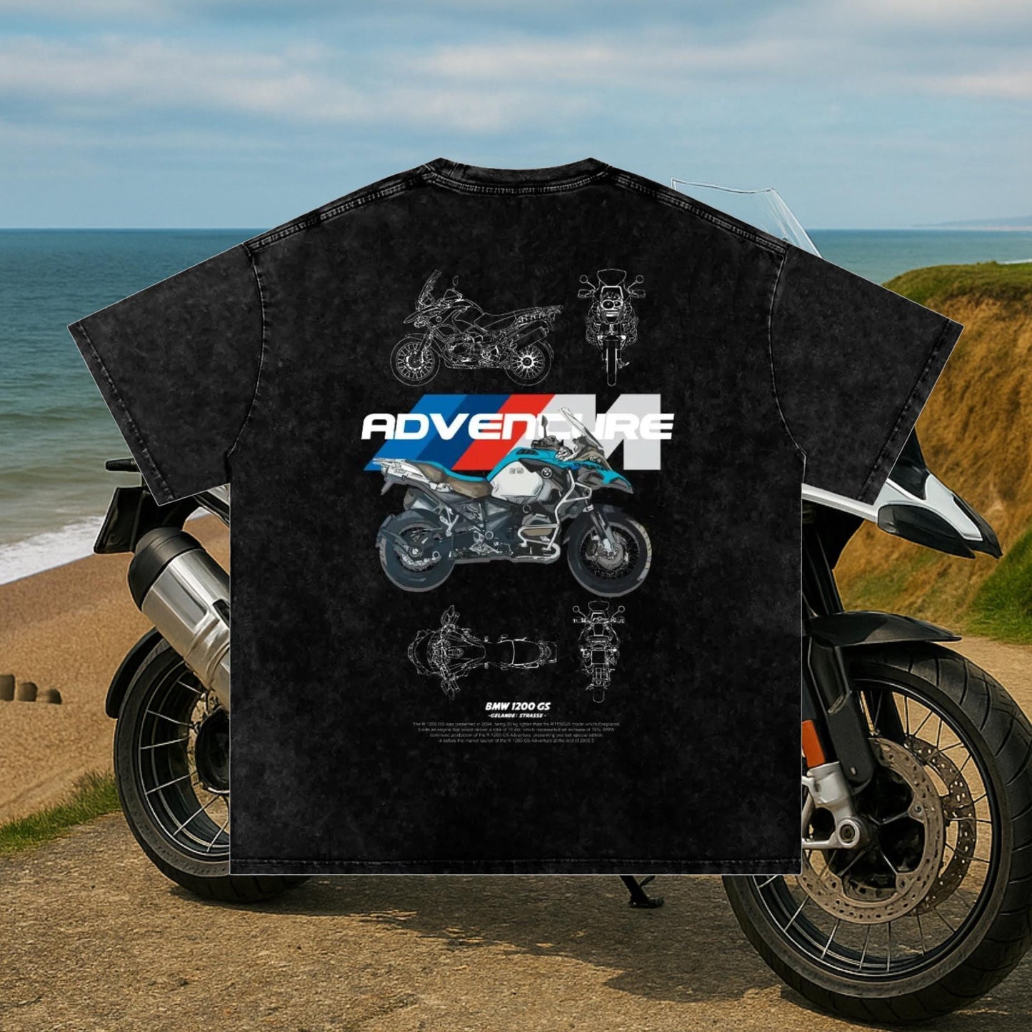 BMW GS1000 Adventure T-Shirt – PREMIUM Biker Streetwear | 100% Cotton | Acid Washed