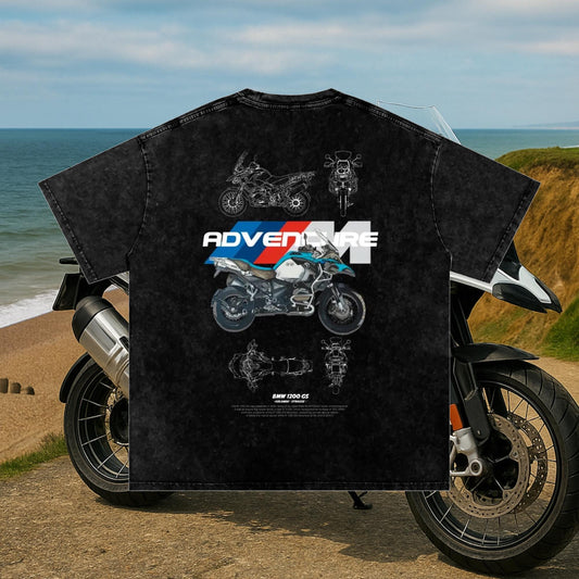 BMW GS1000 Adventure T-Shirt – PREMIUM Biker Streetwear | 100% Cotton | Acid Washed