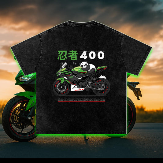 Kawasaki Ninja 400 T-Shirt – PREMIUM Biker Streetwear | 100% Cotton | Acid Washed