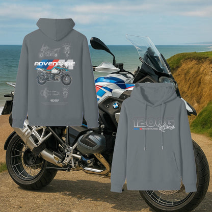 BMW R1200GS Hoodie – Front & Back Print | Adventure Motorcycle Gift for Him | BMW Motorcycle Clothing for Dad | Motorsport Shirt