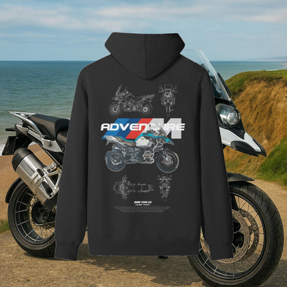 BMW R1200GS Hoodie – Front & Back Print | Adventure Motorcycle Gift for Him | BMW Motorcycle Clothing for Dad | Motorsport Shirt